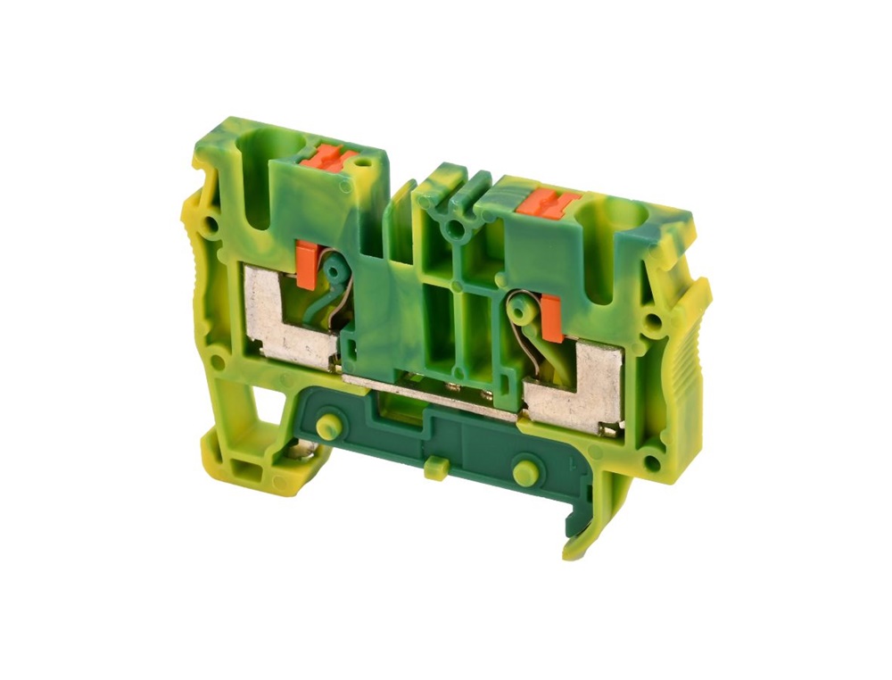 Morsetti componibili push-in per reti di terra sezione 10mm² giallo/verde guida DIN