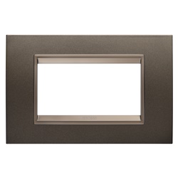 PLACCA LUX - IN METALLO - 4 POSTI - ANODIC BROWN - CORNICE BRONZO SCURO OPACO - CHORUSMART