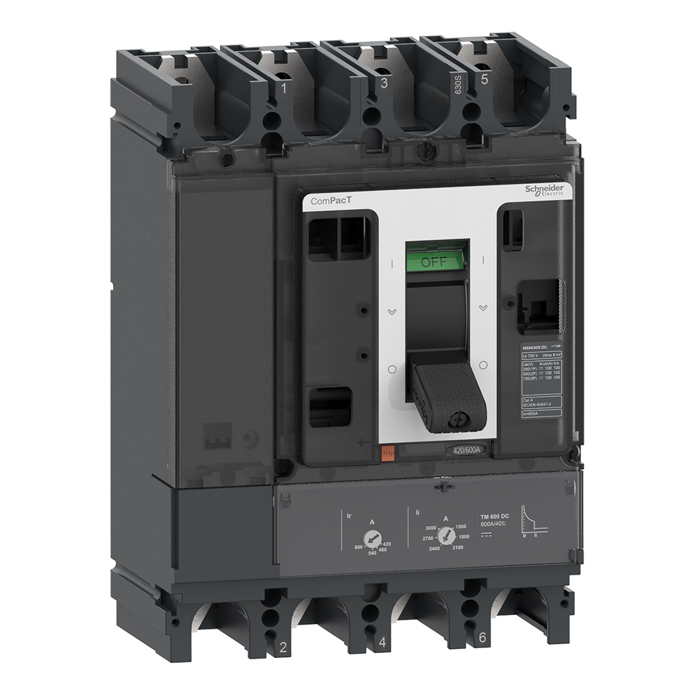 Interruttore ComPacT NSX600F DC 4 poli 36kA 750VDC Sganciatore TM-DC 600A