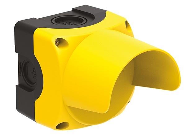 Pulsantiera gialla 1 foro con guardia resistente per controllo impianti elettrici e illuminazione