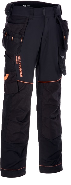 Pantaloni Evolution neri elasticizzati con rinforzi Cordura multitasca per elettricisti taglia 44