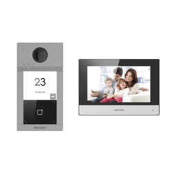Kit videocitofono bifamiliare DS-KIS604-S/BI con monitor per automazione domestica residenziale