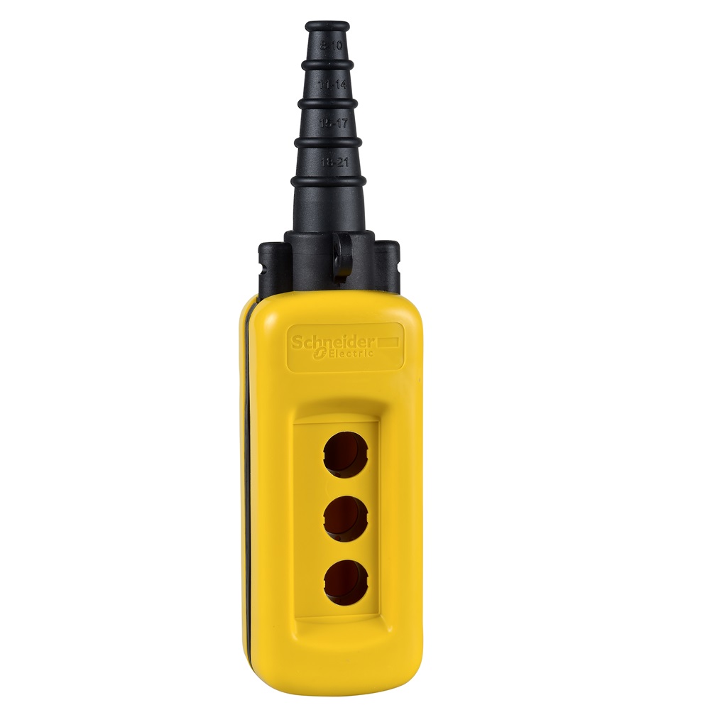 Empty pendant control station, Harmony XAC, plastic, yellow, 3 cut outs, UL CSA certified