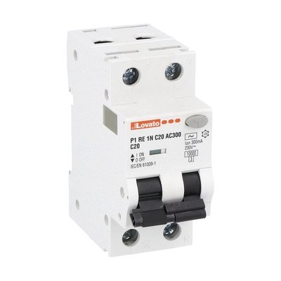 Interruttore magnetotermico differenziale 1P+N 20A 300mA protezione impianti residenziali e commerciali