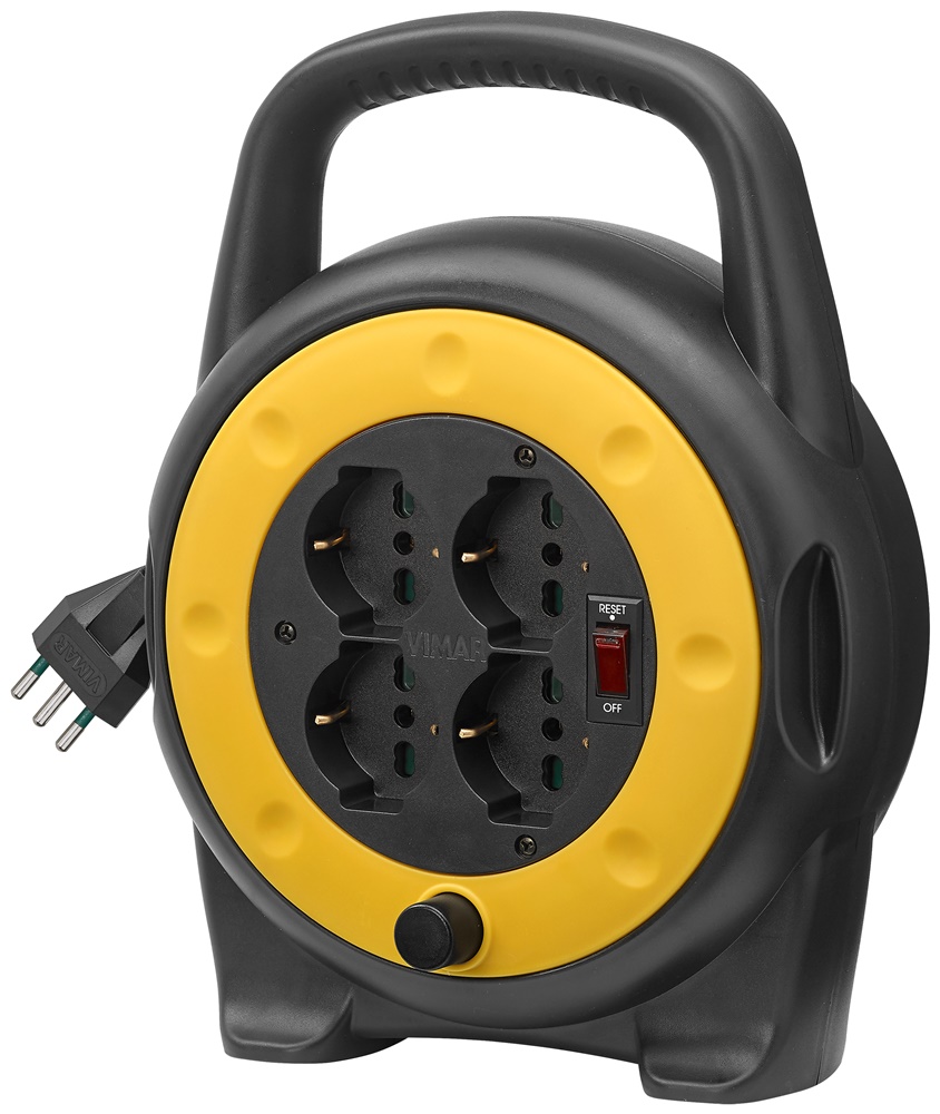 Avvolgicavo 10A 4 prese universali 5m cavo H05VV-F protezione integrata
