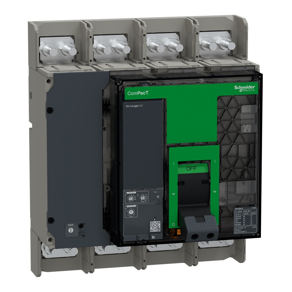 Interruttore ComPacT NS1600N 4P 1600A 50kA 415VAC sganciatore MicroLogic 2.0 fisso uso industriale