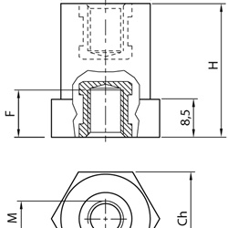 Isolatore a colonnina PA66 nero V0 HF 50 mm per impianti elettrici industriali e commerciali