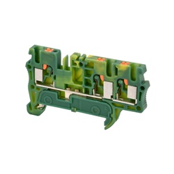 Morsetti componibili multiconduttore push-in per guida DIN, sezione 2, messa a terra, corpo PA 6.6, colore giallo/verde