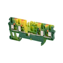 Morsetti componibili multiconduttore push-in per guida DIN, sezione 2,5 mm², messa a terra, corpo PA 6.6 giallo/verde