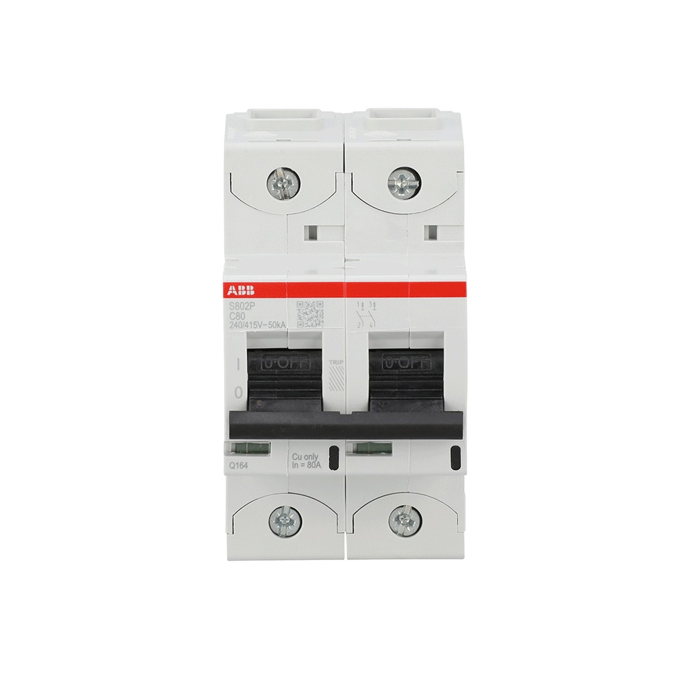 Interruttore magnetotermico S802P-C80 80A 2P 50kA protezione impianti elettrici residenziali industriali