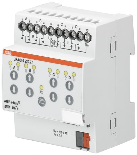 Attuatore tapparelle 4 canali 230V per sistemi bus KNX automazione residenziale e commerciale