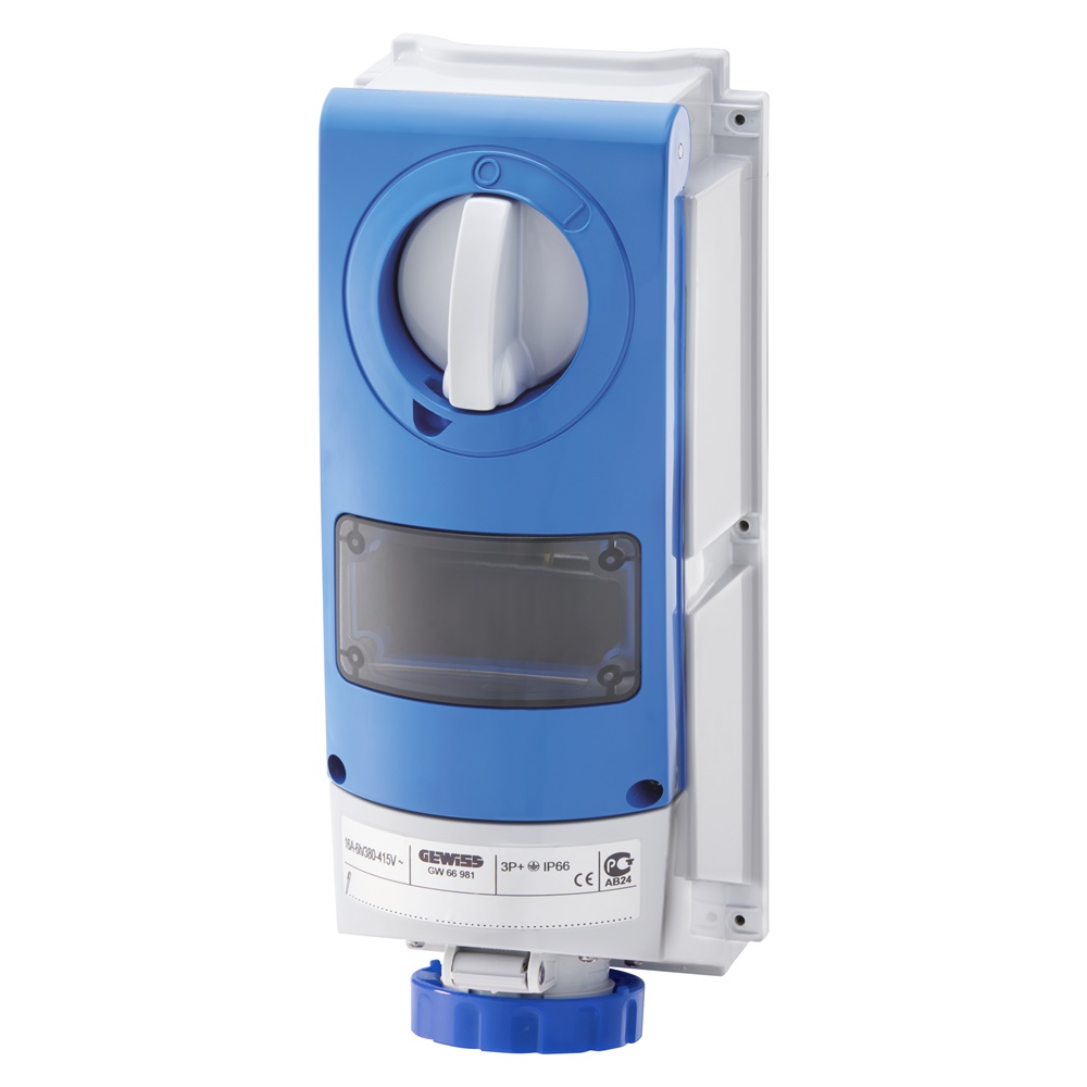 PRESA FISSA INTERBLOCCATA VERTICALE - SENZA FONDO - 3P+N+T 16A 200-250V-50/60HZ 9H-IP66