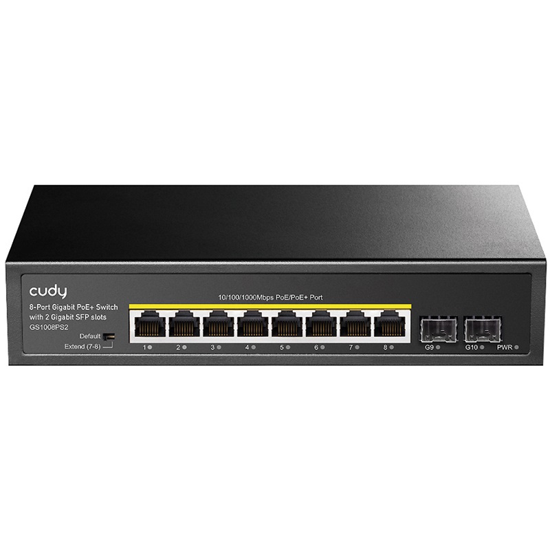 Switch Gigabit PoE 8 porte RJ45 2 slot SFP 120W per reti aziendali e dispositivi IP