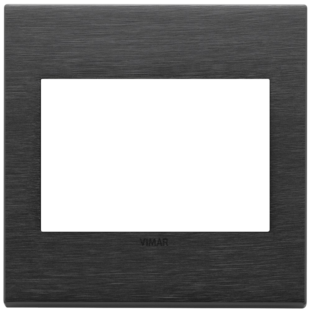 Placca 3 moduli metallo nero spazzolato design BS per impianti elettrici