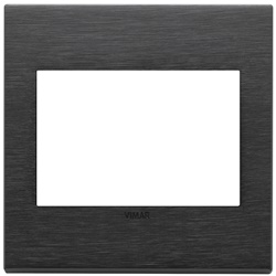 Placca 3 moduli metallo nero spazzolato design BS per impianti elettrici