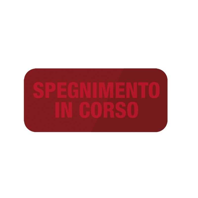Scritta SPEGNIMENTO IN CORSO per pannello ottico-acustico 48CLU003, sfondo rosso, illuminazione LED