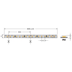 Striscia LED 5mm 8,6W/m 24V IP65 CR90 luce naturale resistente polvere e acqua