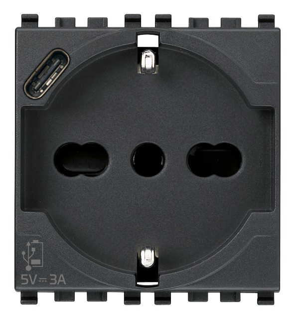 PRESA 2P+T 16A UNIVERSALE + USB C G