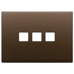 Placca 3 moduli Flat metallo bronzo scuro spazzolato per comandi elettrici