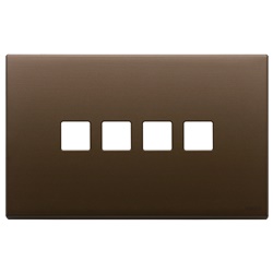 Placca 4 moduli Flat metallo bronzo scuro spazzolato per comandi elettrici