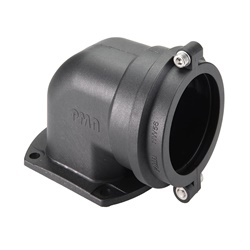 Flangia curva 90° in PA6 nero per tubi corrugati NW56 IP68 resistente industriale
