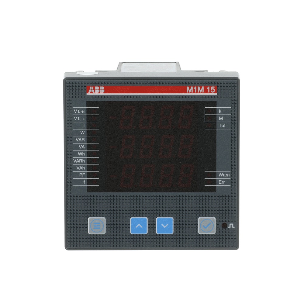 Multimetro digitale M1M 15 Modbus RTU con alimentazione 100-230V AC/DC per monitoraggio sistemi elettrici industriali