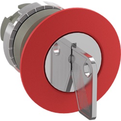 Pulsante fungo rosso 40mm mantenuto con chiave, comando sicurezza per impianti elettrici industriali