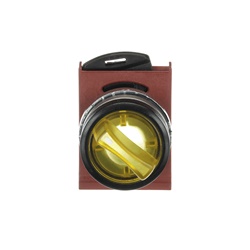 Selettore stabile 2 posizioni illuminato giallo maniglia corta metallo satinato per impianti elettrici professionali