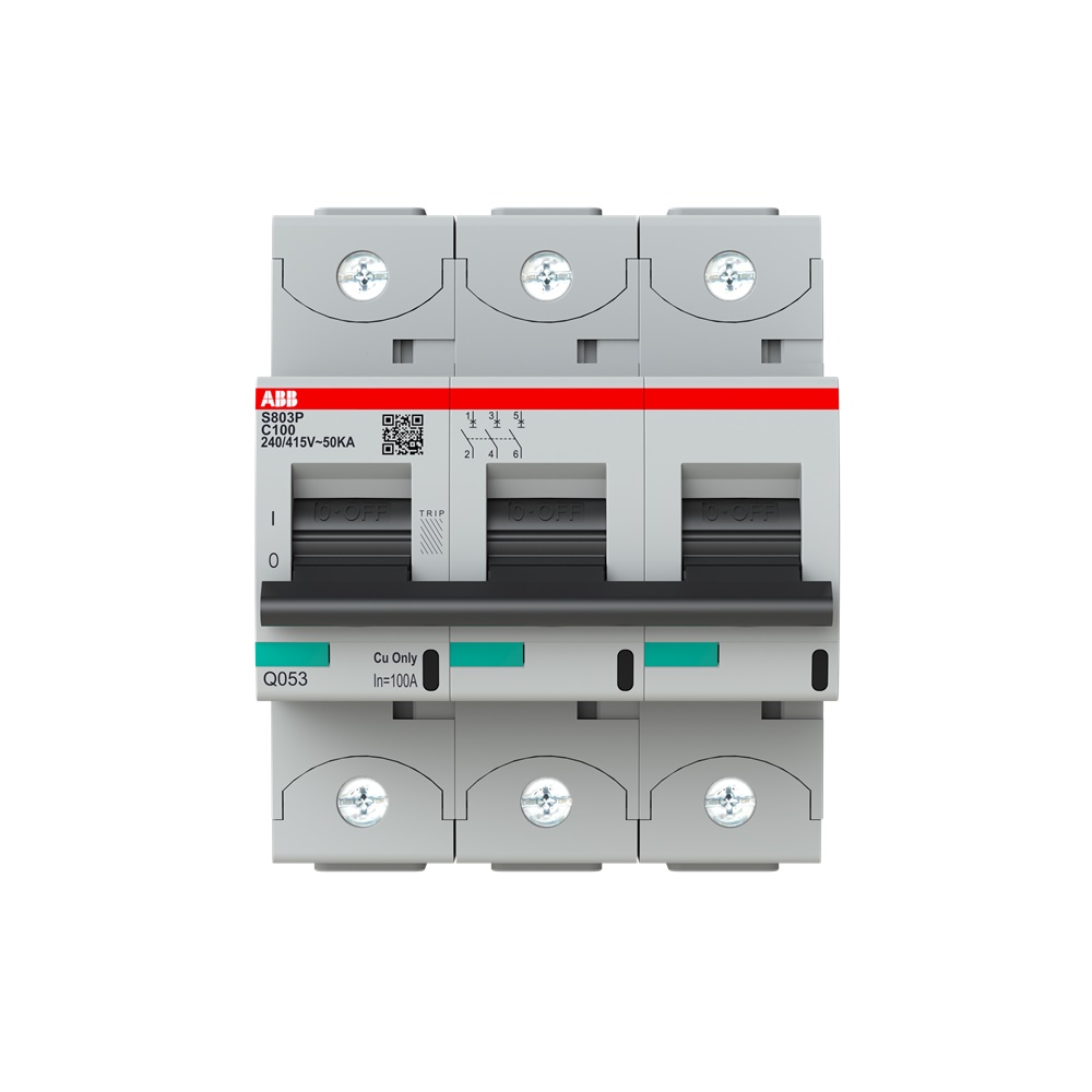 Interruttore magnetotermico S803P-C100 100A 3P 50kA caratteristica C uso residenziale e industriale