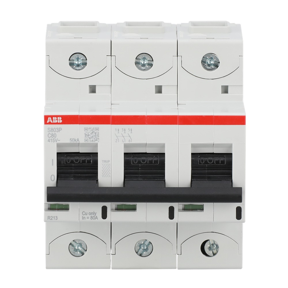 Interruttore magnetotermico S803P-C80 80A 50kA 3 poli protezione impianti elettrici residenziali e industriali