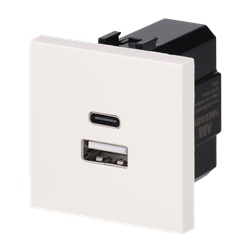 Caricatore USB-A+C 15W compatto bianco per ricarica dispositivi portatili