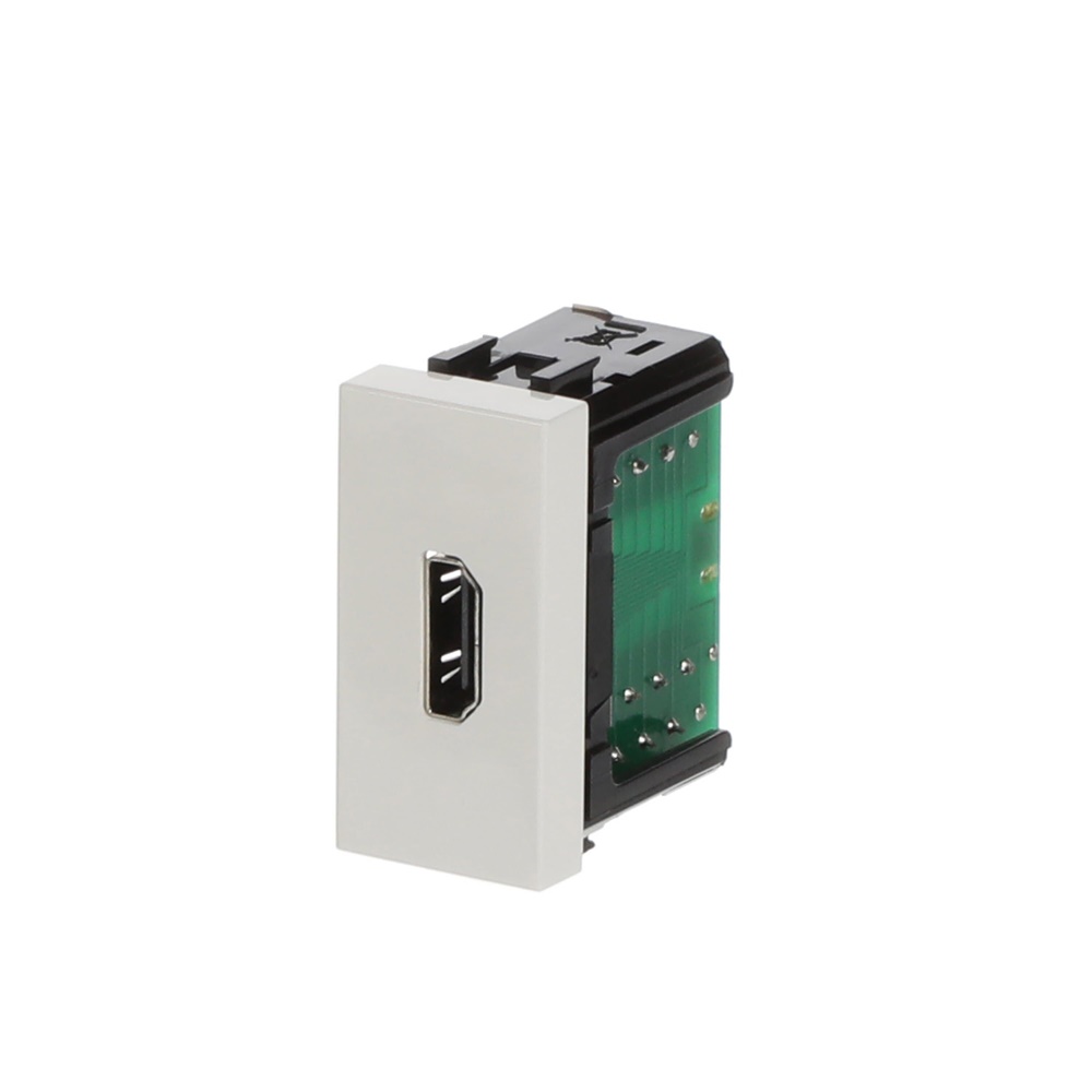 Presa HDMI 1 modulo 1 porta tipo A bianco con terminali senza viti, supporto HDMI 1.4/2.0 per installazioni audio-video professionali