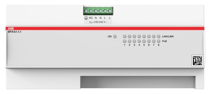 Switch IP PoE 8 porte Fast Ethernet 55W per quadri elettrici montaggio su guida DIN