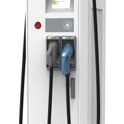 Stazione ricarica veicoli elettrici Terra 54HV 50 kW DC CCS2 CHAdeMO display touch 7 RFID 3G/4G