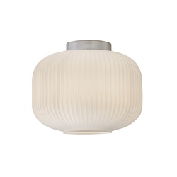 Plafoniera cromata vetro bianco satinato E27 luce diffusa ambiente moderno residenziale/commerciale