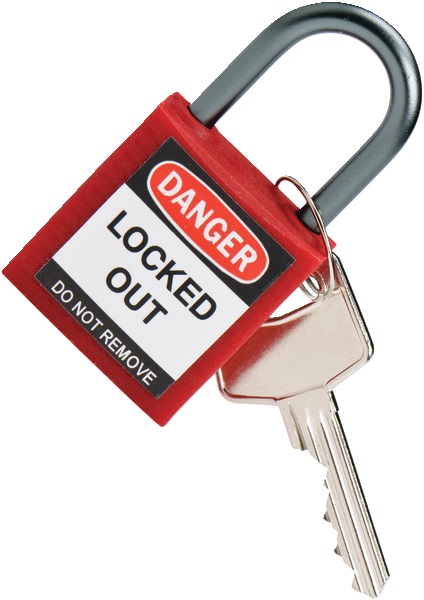 Lucchetto sicurezza alluminio 38 mm rosso con chiave identica per elettricisti e manutenzione