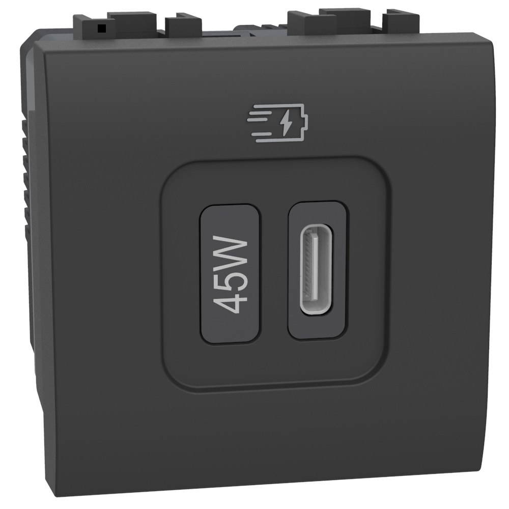 Presa USB Type-C 45W Power Delivery ricarica rapida antracite
