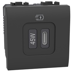 Presa USB Type-C 45W Power Delivery ricarica rapida antracite