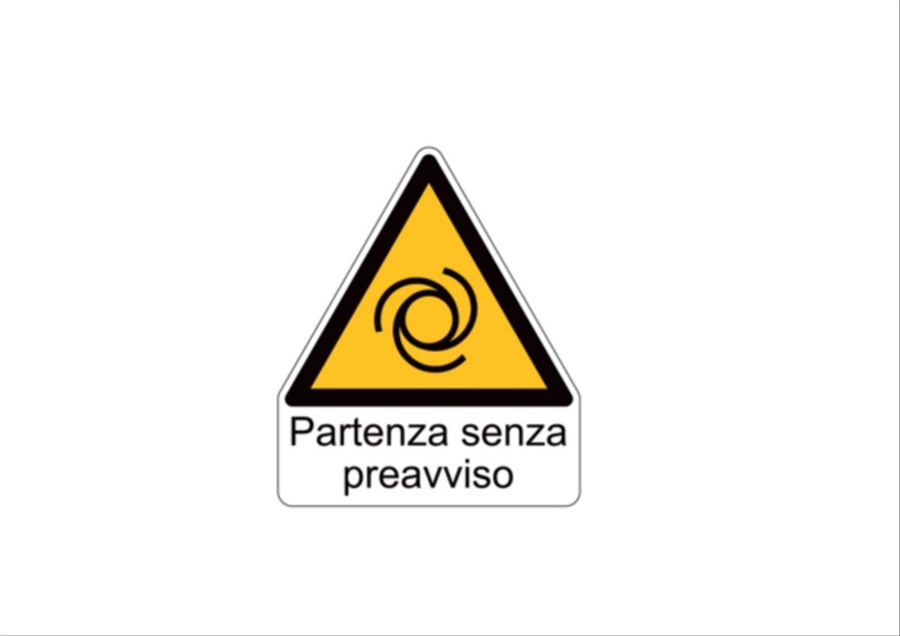 Etichetta avvertimento WST-TSW lato 100mm per macchinari e impianti