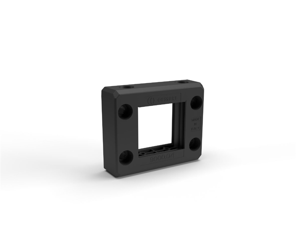 Telaio quadrato divisibile in poliamide PA6.6 nero IP66 per passacavi serie EWO con guarnizione sovrastampata e sistema Plug&Fix per installazione rapida e protezione cavi