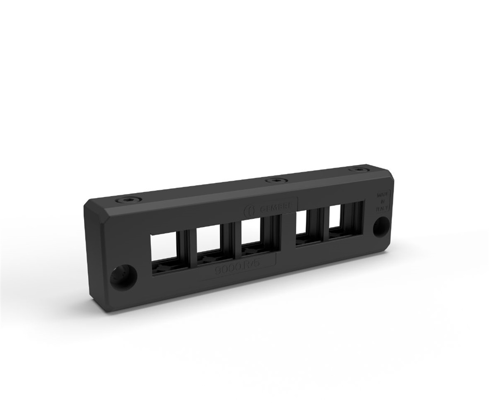 Telaio rettangolare ridotto divisibile in PA6.6 IP66 nero halogen free 5 gommini piccoli per passacavi serie EWO