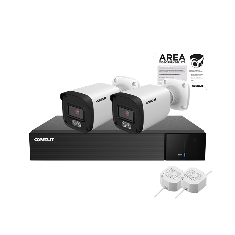 Kit videosorveglianza AHD con DVR AHDVR004N05A e 2 telecamere AB04N0FA per controllo sicurezza