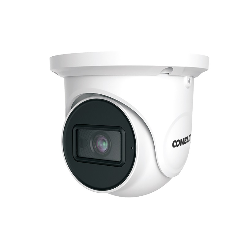 Serie Next - Telecamera IP turret 8MP, ottica fissa 2.8mm, LED IR 30m, funzioni analisi video, microfono, slot SD, alluminio IP67, 12V e PoE, ONVIF