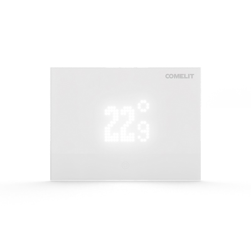 Serie WiFree - Termostato Wi-Fi touch bianco, riscaldamento/raffreddamento locale o da remoto, umidità, relè 6A, ingresso PT100