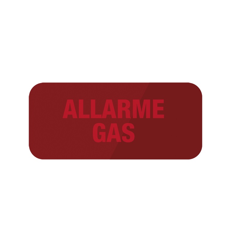 Scritta ALLARME GAS per pannello ottico-acustico 48CLU003, sfondo rosso, illuminazione LED