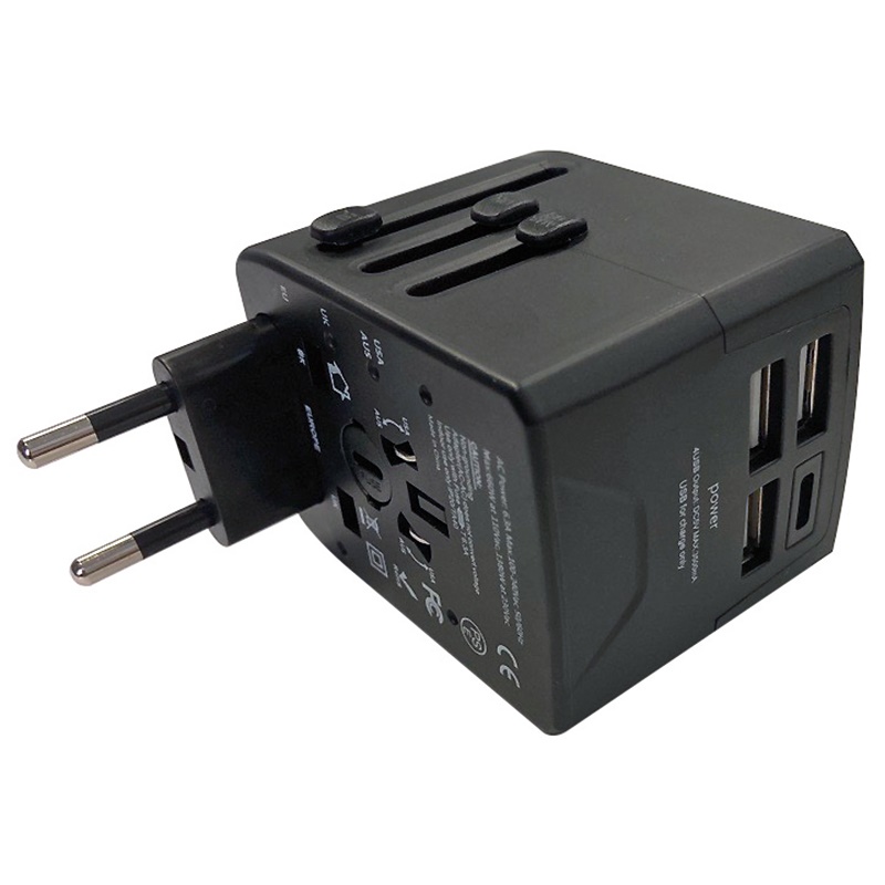 Adattatore viaggio compatto 3 porte USB + USB-C 5V 3,5A ricarica multipla universale