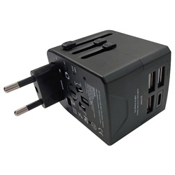 Adattatore viaggio compatto 3 porte USB + USB-C 5V 3,5A ricarica multipla universale