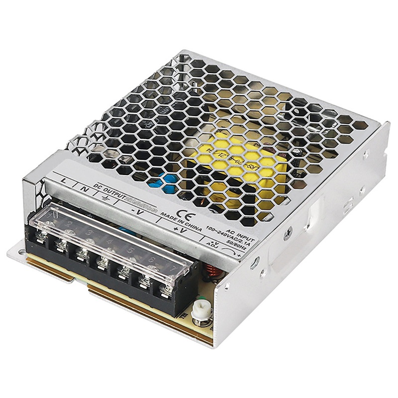 Alimentatore switching 100W 24V design ribassato protezione sovraccarichi per installazioni elettriche professionali