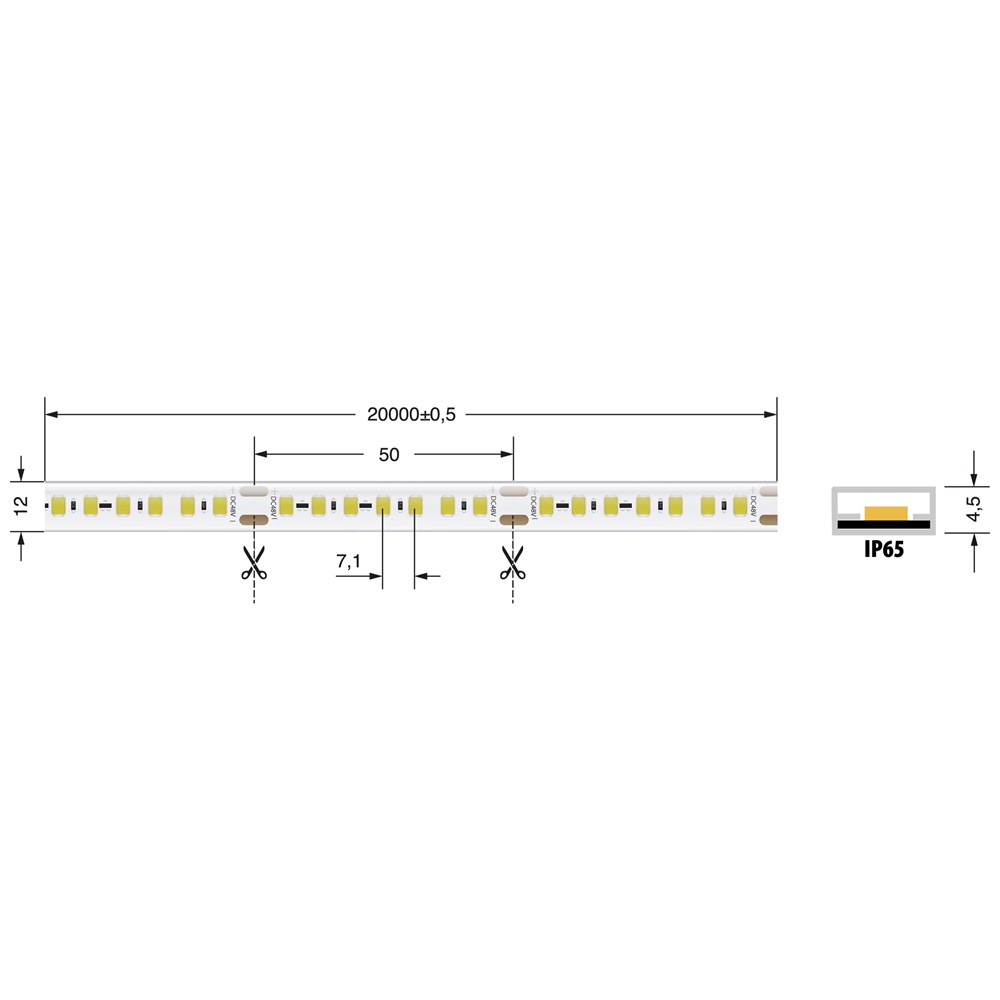 STRISCE LED 14,4W/M 48V IP65 CRI90 EFFICIENTI PER AMBIENTI INTERNI ED ESTERNI