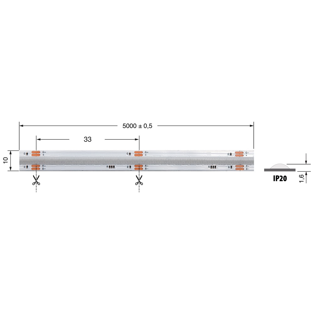 Striscia LED COB RGB 15W/m 12V IP20 illuminazione decorativa flessibile alta efficienza
